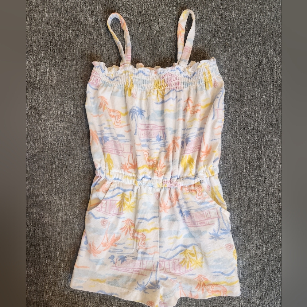 Carter's Pink and Yellow Beach Print Romper 5t